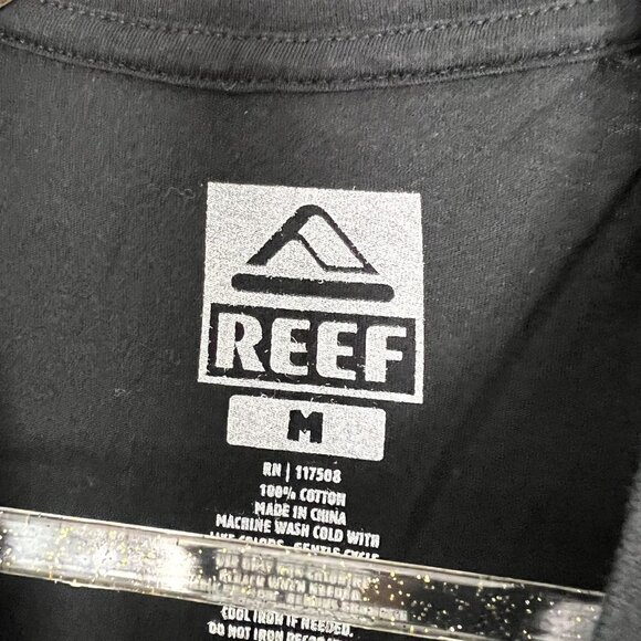 Reef Surf Black Retro Logo Short Sleeve Graphic Tee Womens Medium - Picture 3 of 5